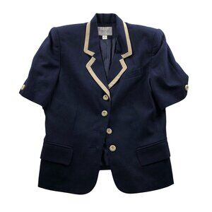 Karen Scott Womens Blazer Jacket Size 12 Short Sleeve Button Up Short Sleeve